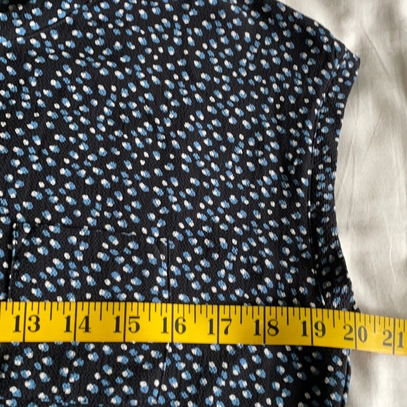 Mango Navy Blue Crew Neck Top With White & Light Blue Specs, Size XS - Picture 13 of 14